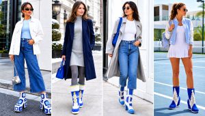 15 Blue and White Crochet Boots Outfit Ideas for Denim Looks