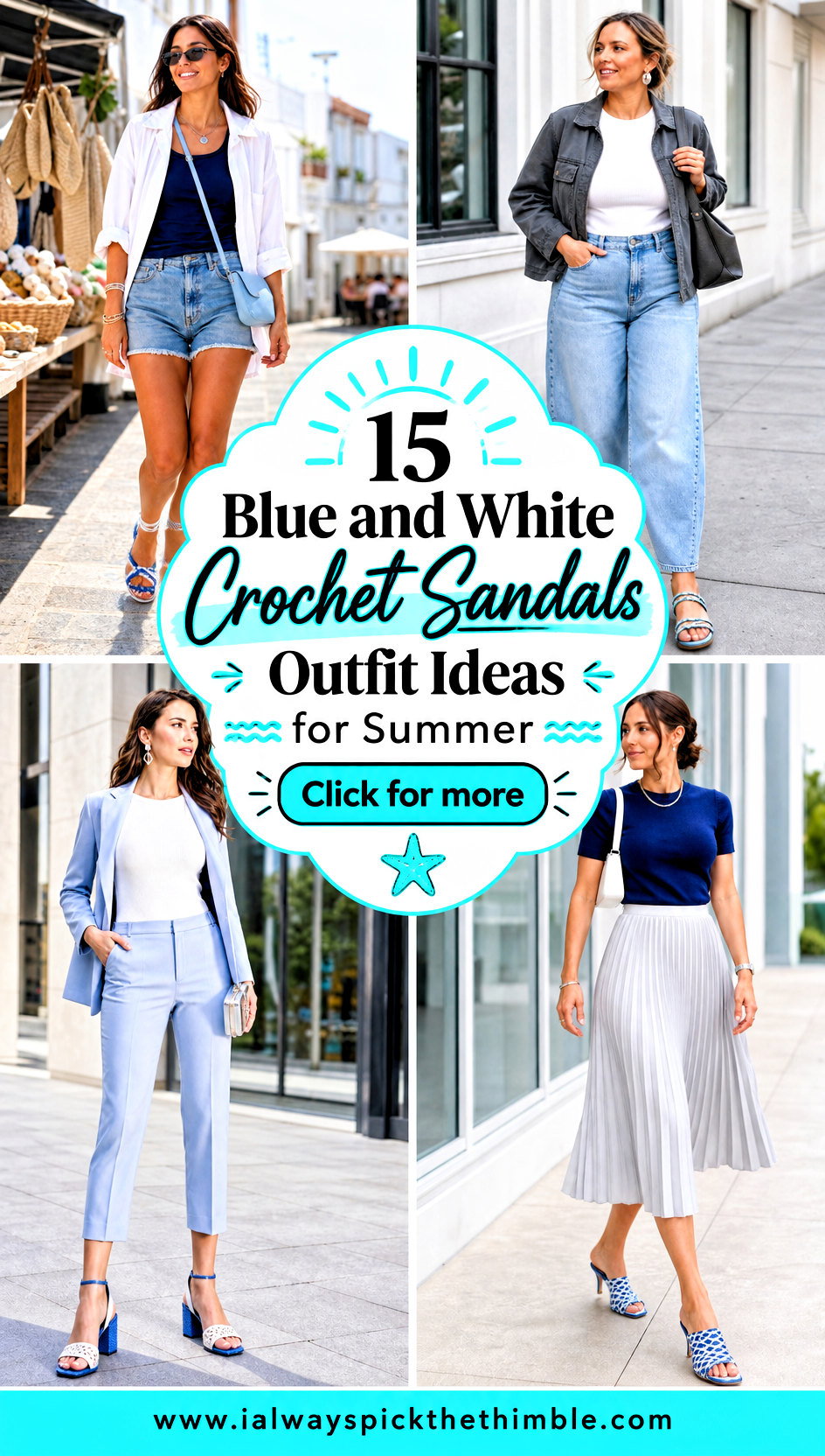 15 Blue and White Crochet Sandals Outfit Ideas for Summer - 15 Blue and White Crochet Sandals Outfit Ideas for Summer