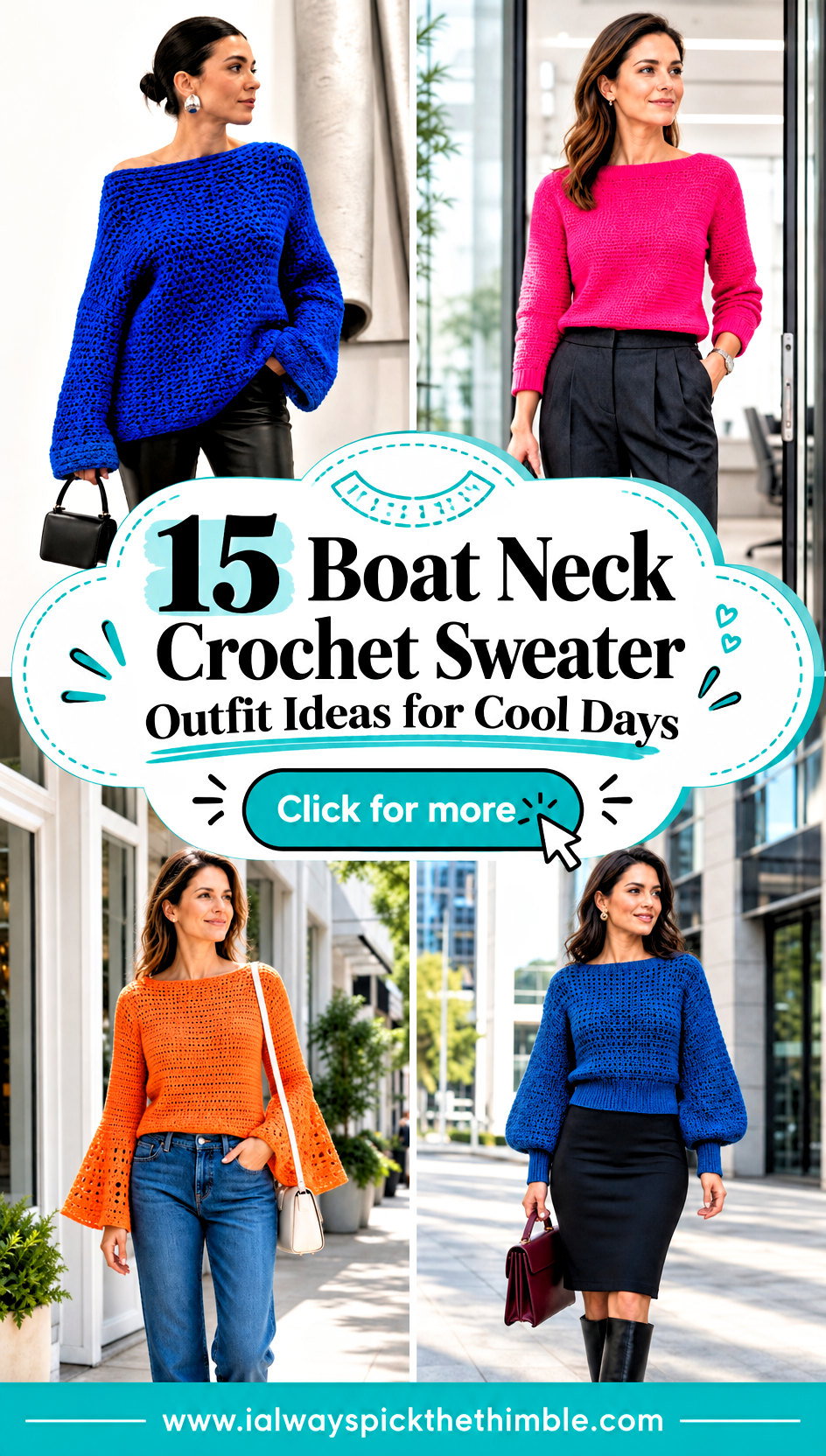 15 Boat Neck Crochet Sweater Outfit Ideas for Cool Days - 15 Boat Neck Crochet Sweater Outfit Ideas for Cool Days