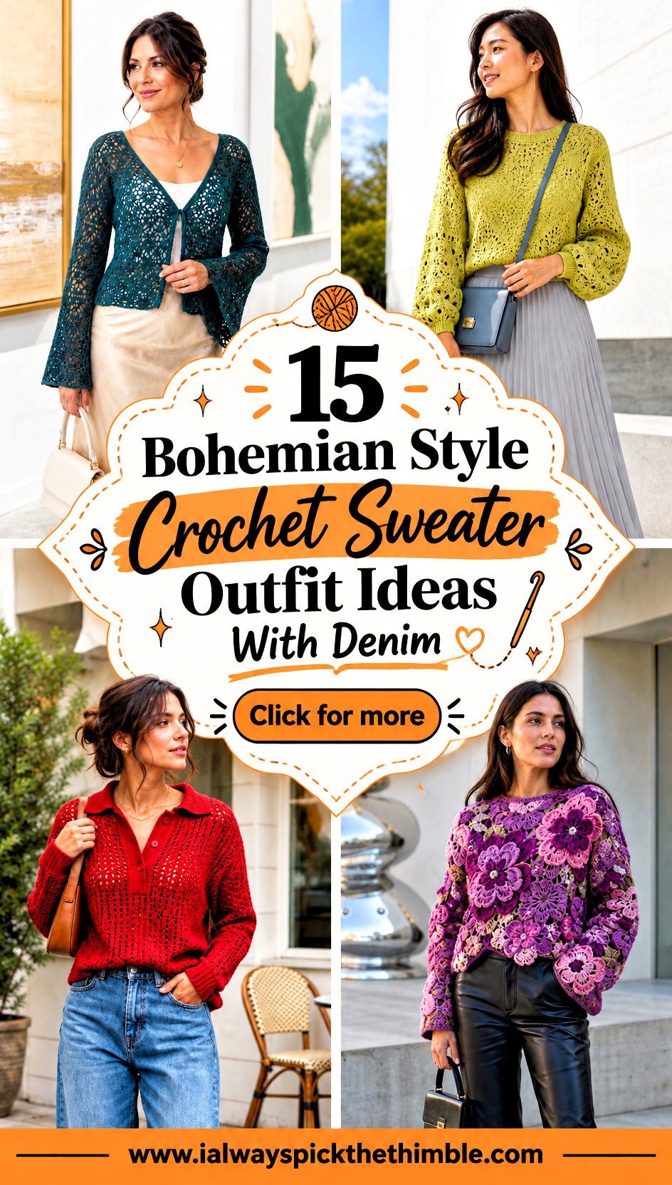 15 Bohemian Style Crochet Sweater Outfit Ideas With Denim - 15 Bohemian Style Crochet Sweater Outfit Ideas With Denim
