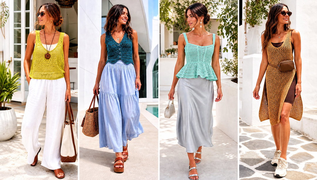 15 Boho Crochet Summer Top Outfit Ideas for Warm Getaways