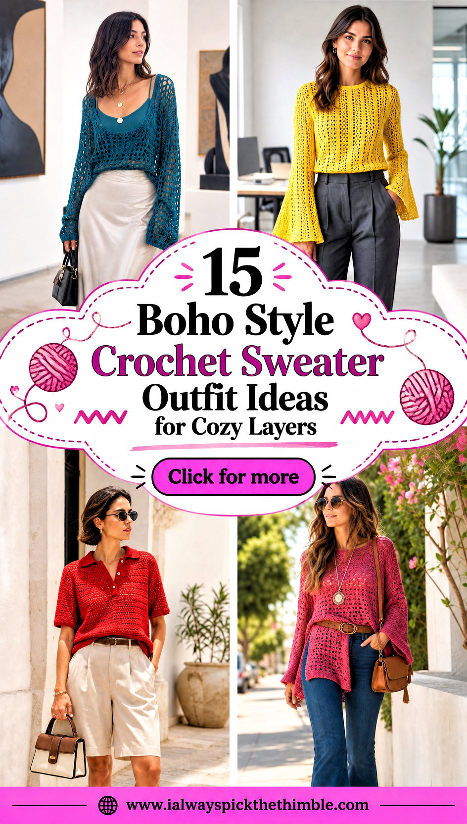15 Boho Style Crochet Sweater Outfit Ideas for Cozy Layers - 15 Boho Style Crochet Sweater Outfit Ideas for Cozy Layers