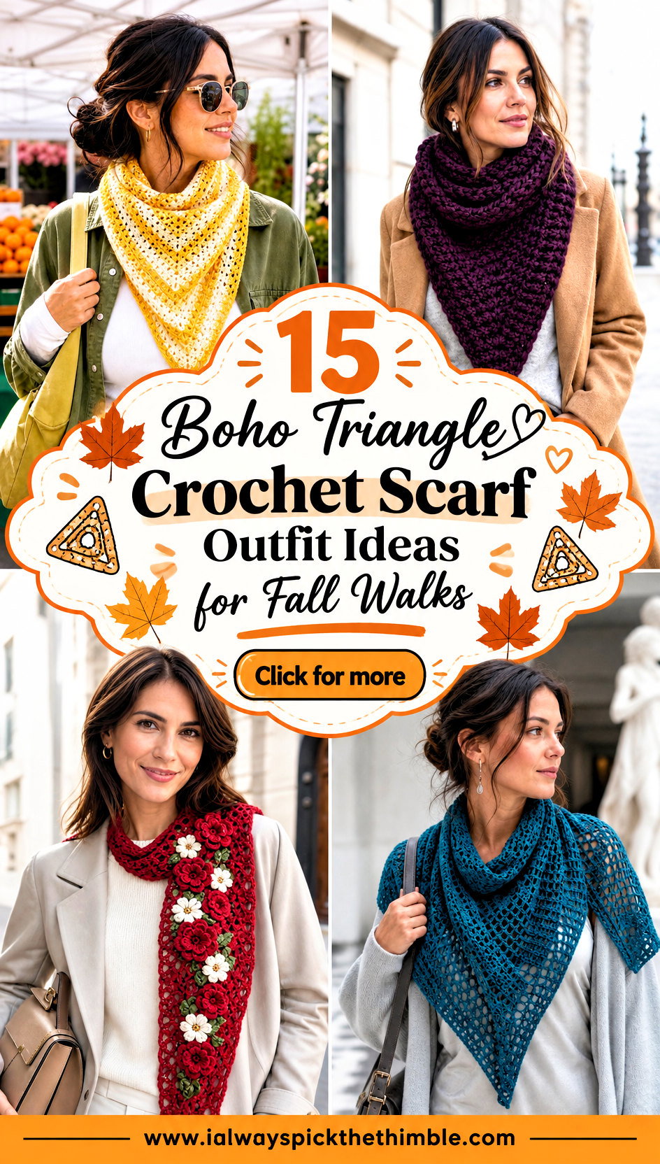 15 Boho Triangle Crochet Scarf Outfit Ideas for Fall Walks - 15 Boho Triangle Crochet Scarf Outfit Ideas for Fall Walks