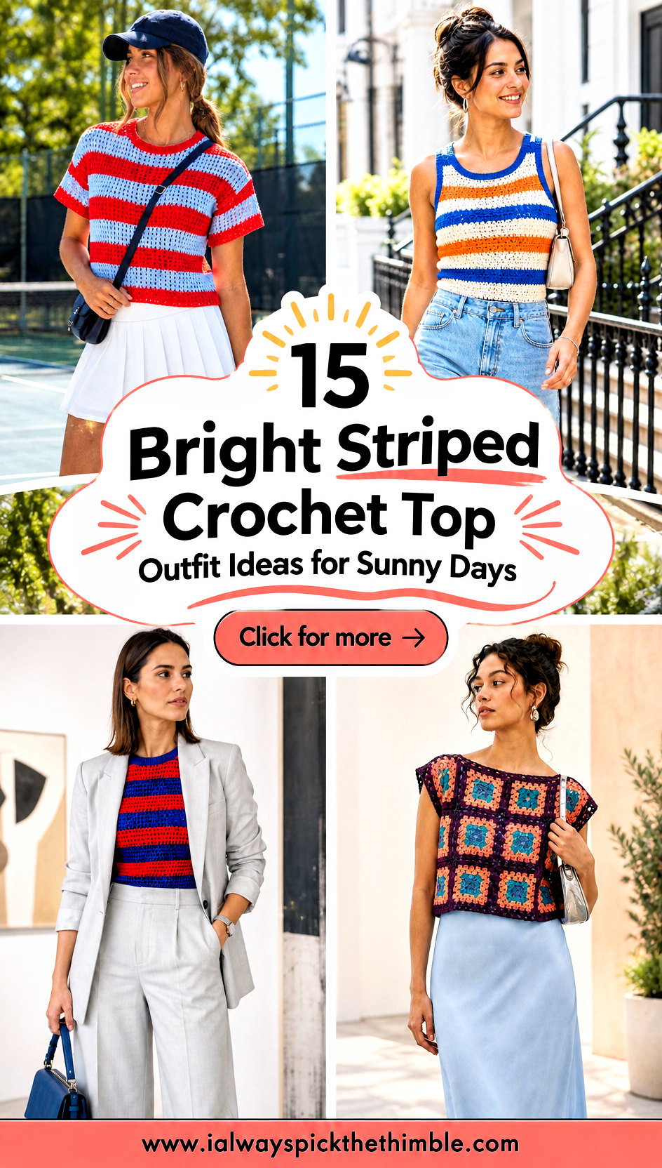 15 Bright Striped Crochet Top Outfit Ideas for Sunny Days - 15 Bright Striped Crochet Top Outfit Ideas for Sunny Days
