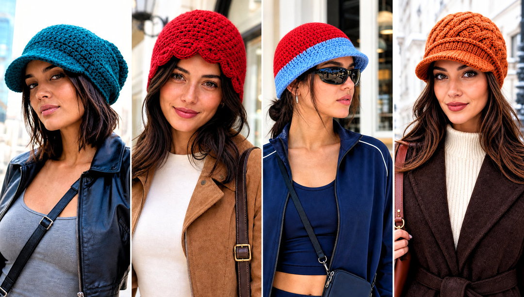 15 Brimmed Crochet Beanie Outfit Ideas for City Walks
