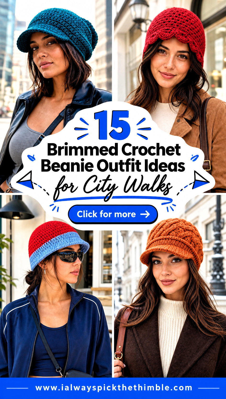 15 Brimmed Crochet Beanie Outfit Ideas for City Walks - 15 Brimmed Crochet Beanie Outfit Ideas for City Walks