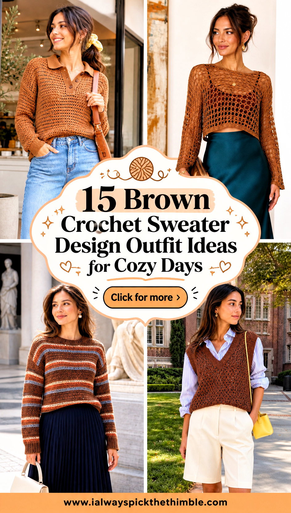 15 Brown Crochet Sweater Design Outfit Ideas for Cozy Days - 15 Brown Crochet Sweater Design Outfit Ideas for Cozy Days