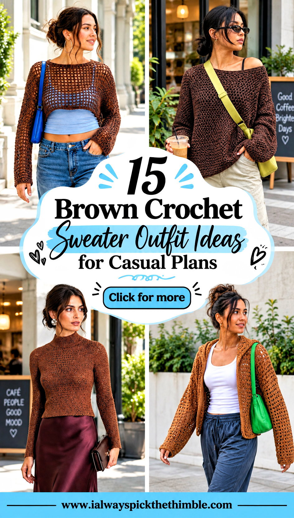 15 Brown Crochet Sweater Outfit Ideas for Casual Plans - 15 Brown Crochet Sweater Outfit Ideas for Casual Plans