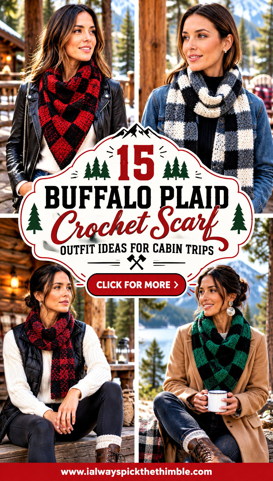 15 Buffalo Plaid Crochet Scarf Outfit Ideas for Cabin Trips - 15 Buffalo Plaid Crochet Scarf Outfit Ideas for Cabin Trips