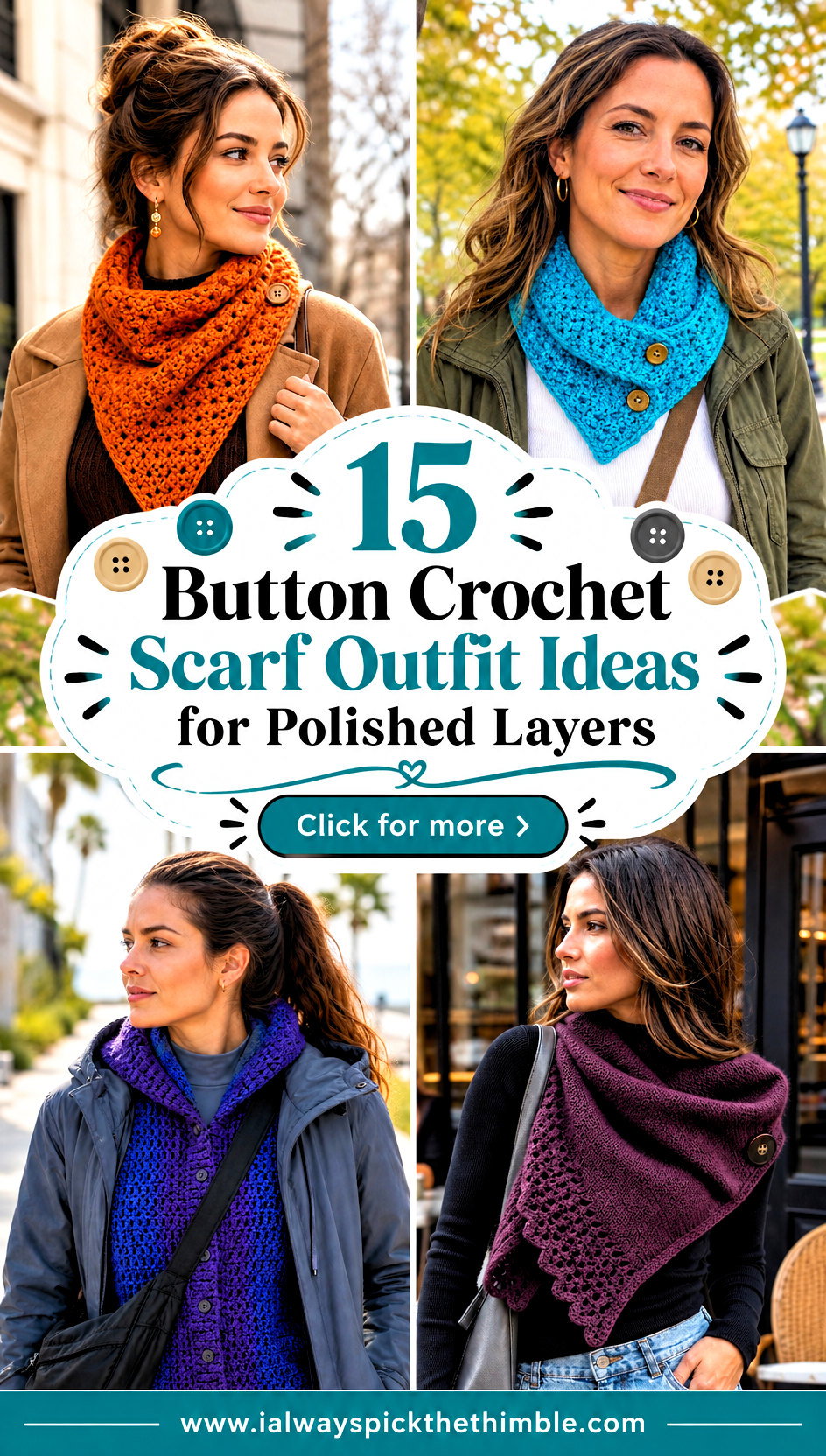 15 Button Crochet Scarf Outfit Ideas for Polished Layers - 15 Button Crochet Scarf Outfit Ideas for Polished Layers