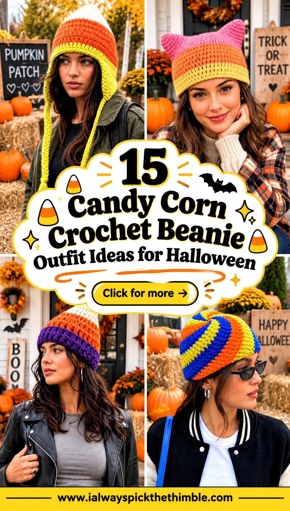 15 Candy Corn Crochet Beanie Outfit Ideas for Halloween - 15 Candy Corn Crochet Beanie Outfit Ideas for Halloween