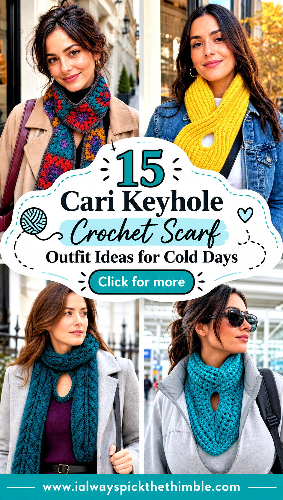 15 Cari Keyhole Crochet Scarf Outfit Ideas for Cold Days - 15 Cari Keyhole Crochet Scarf Outfit Ideas for Cold Days