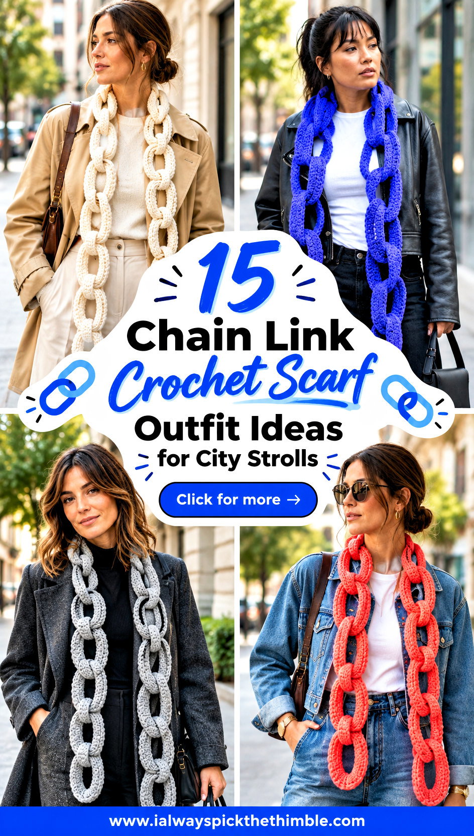 15 Chain Link Crochet Scarf Outfit Ideas for City Strolls - 15 Chain Link Crochet Scarf Outfit Ideas for City Strolls