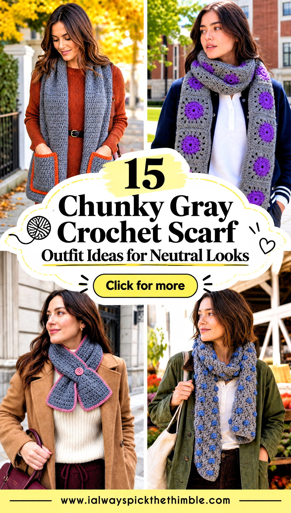 15 Chunky Gray Crochet Scarf Outfit Ideas for Neutral Looks - 15 Chunky Gray Crochet Scarf Outfit Ideas for Neutral Looks