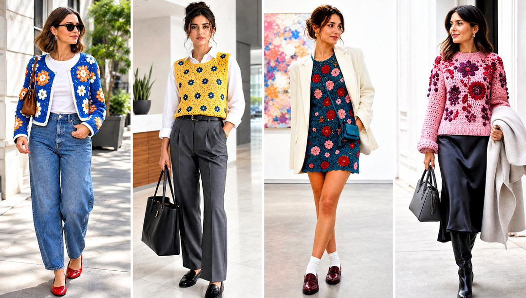 15 Colorful Floral Crochet Clothing and Outfit Ideas
