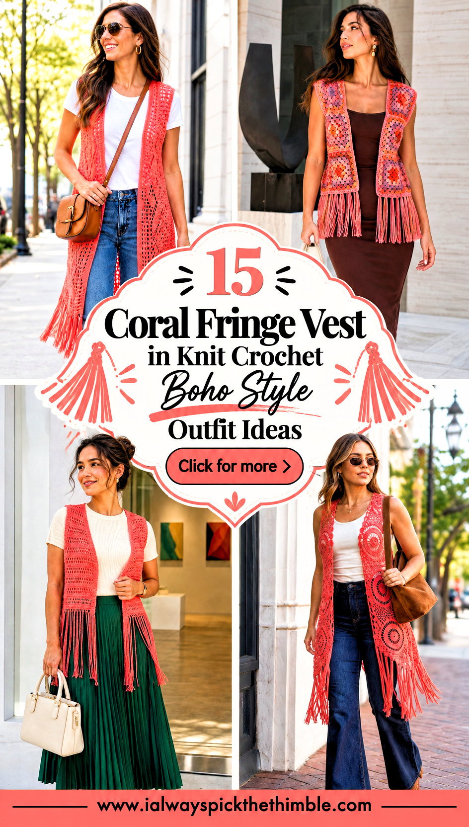 15 Coral Fringe Vest in Knit Crochet Boho Style Outfit Ideas - 15 Coral Fringe Vest in Knit Crochet Boho Style Outfit Ideas
