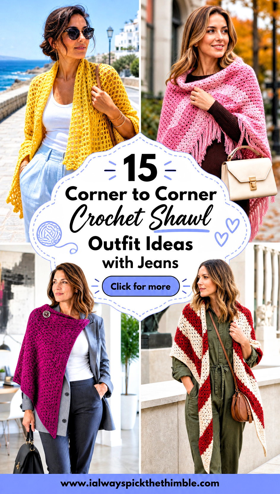 15 Corner to Corner Crochet Shawl Outfit Ideas with Jeans - 15 Corner to Corner Crochet Shawl Outfit Ideas with Jeans