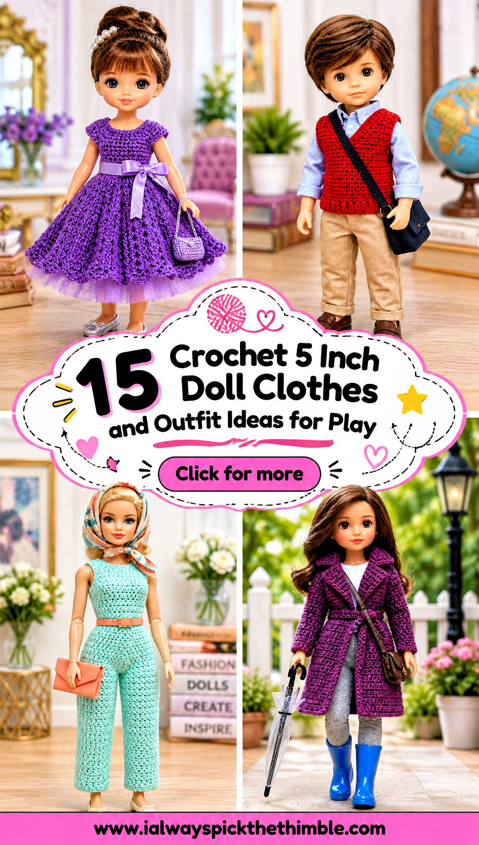 15 Crochet 5 Inch Doll Clothes and Outfit Ideas for Play - 15 Crochet 5 Inch Doll Clothes and Outfit Ideas for Play