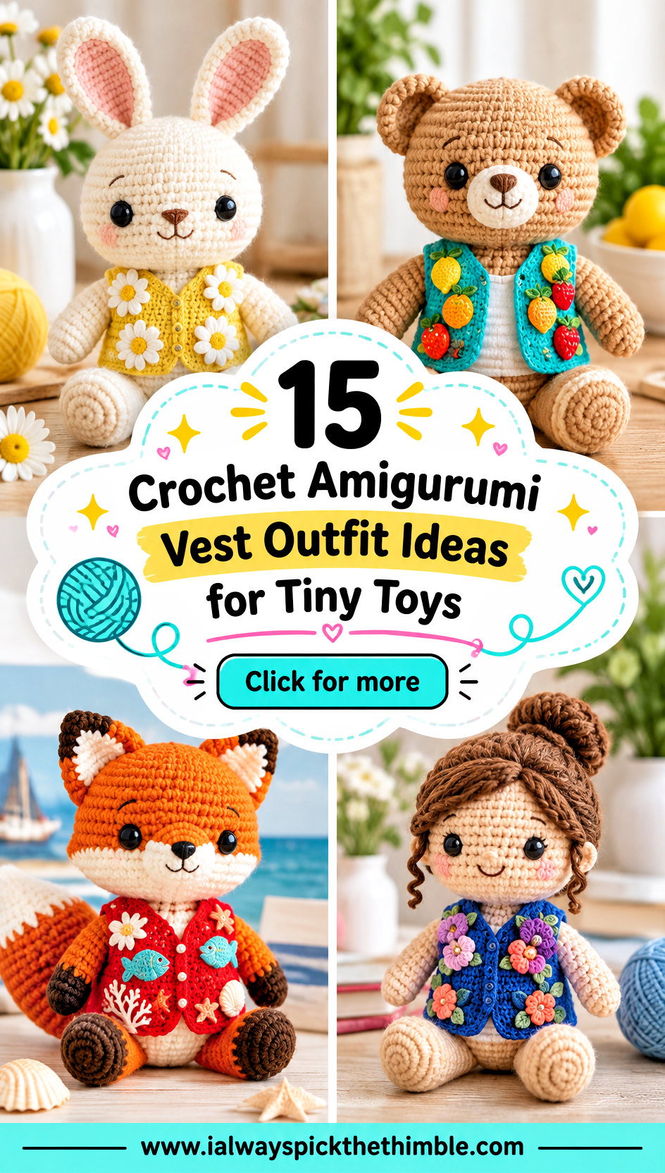 15 Crochet Amigurumi Vest Outfit Ideas for Tiny Toys - 15 Crochet Amigurumi Vest Outfit Ideas for Tiny Toys
