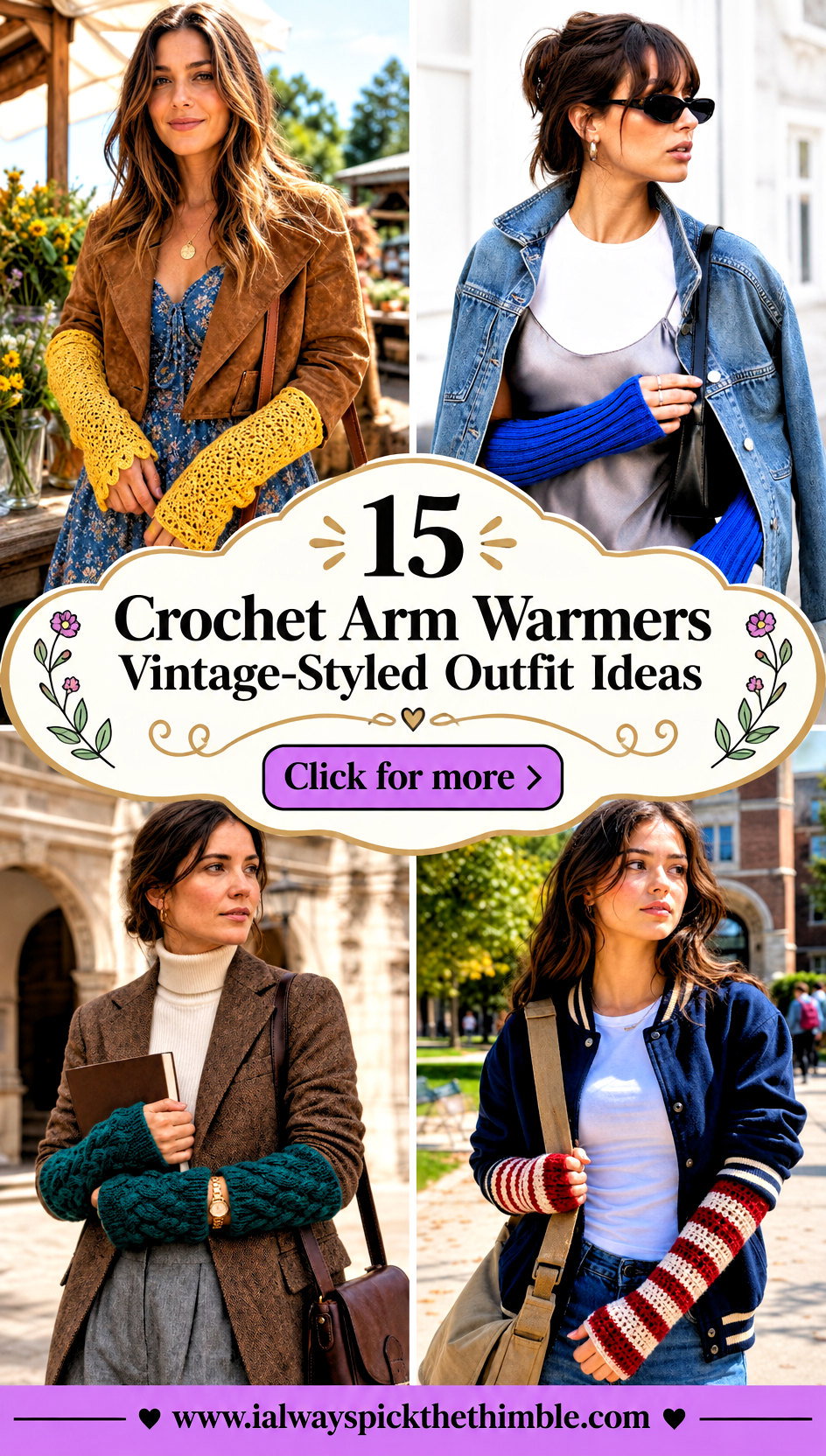 15 Crochet Arm Warmers Vintage-Styled Outfit Ideas - 15 Crochet Arm Warmers Vintage-Styled Outfit Ideas