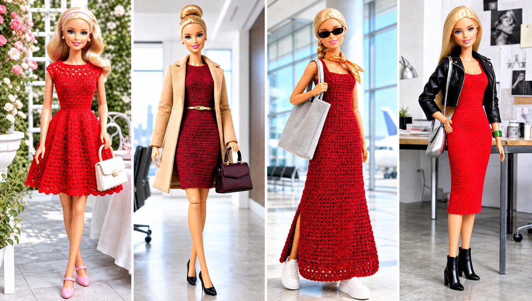 15 Crochet Barbie Dress Red Set Outfit Ideas for Doll Style