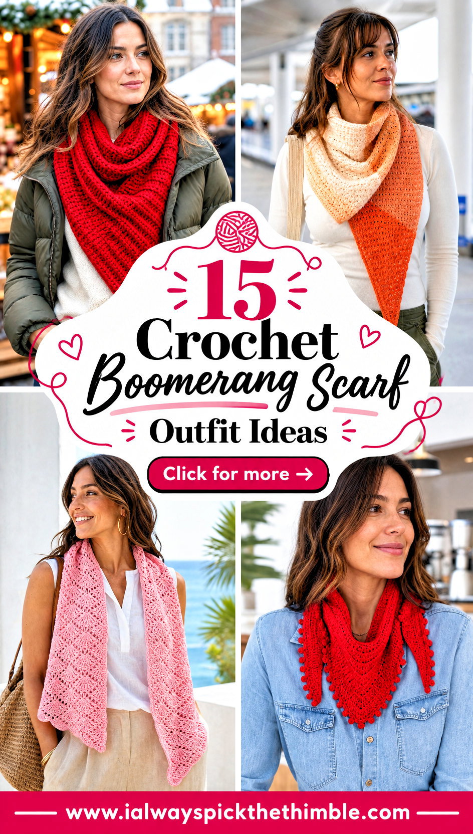 15 Crochet Boomerang Scarf Outfit Ideas for Sweater Weather - 15 Crochet Boomerang Scarf Outfit Ideas for Sweater Weather