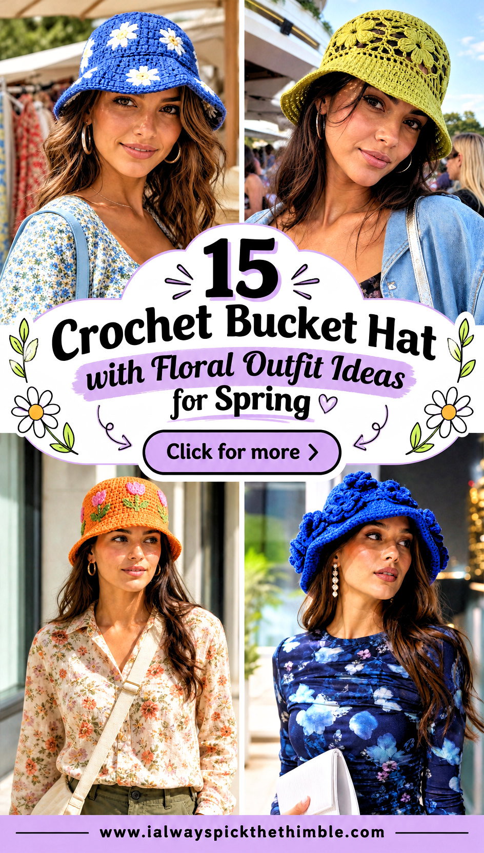 15 Crochet Bucket Hat with Floral Outfit Ideas for Spring - 15 Crochet Bucket Hat with Floral Outfit Ideas for Spring