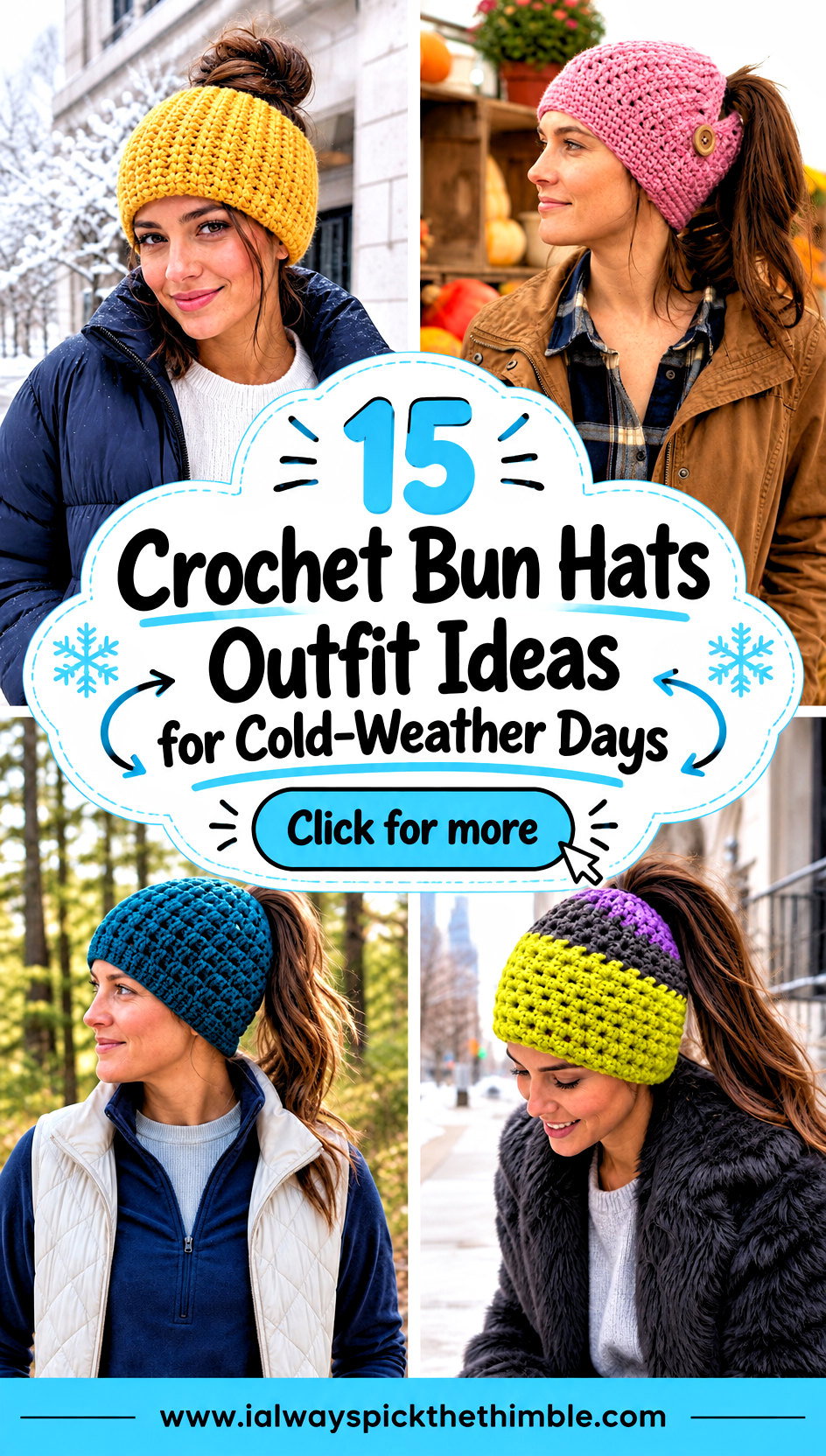 15 Crochet Bun Hats Outfit Ideas for Cold-Weather Days - 15 Crochet Bun Hats Outfit Ideas for Cold-Weather Days