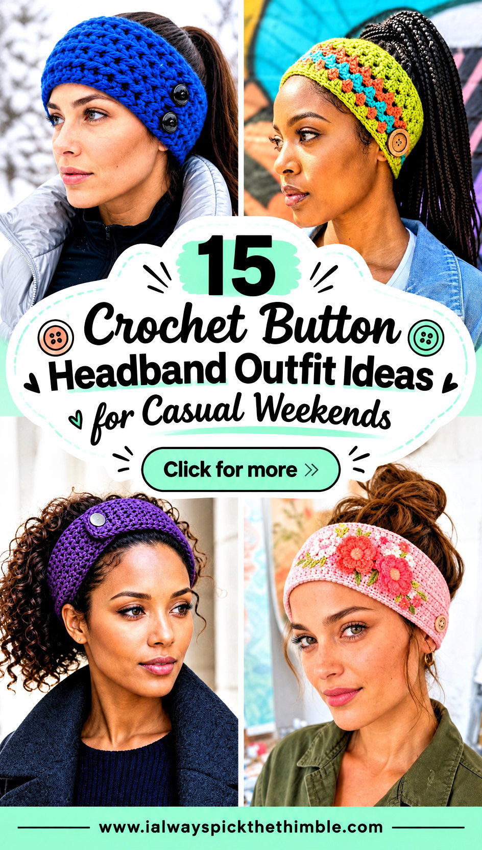 15 Crochet Button Headband Outfit Ideas for Casual Weekends - 15 Crochet Button Headband Outfit Ideas for Casual Weekends