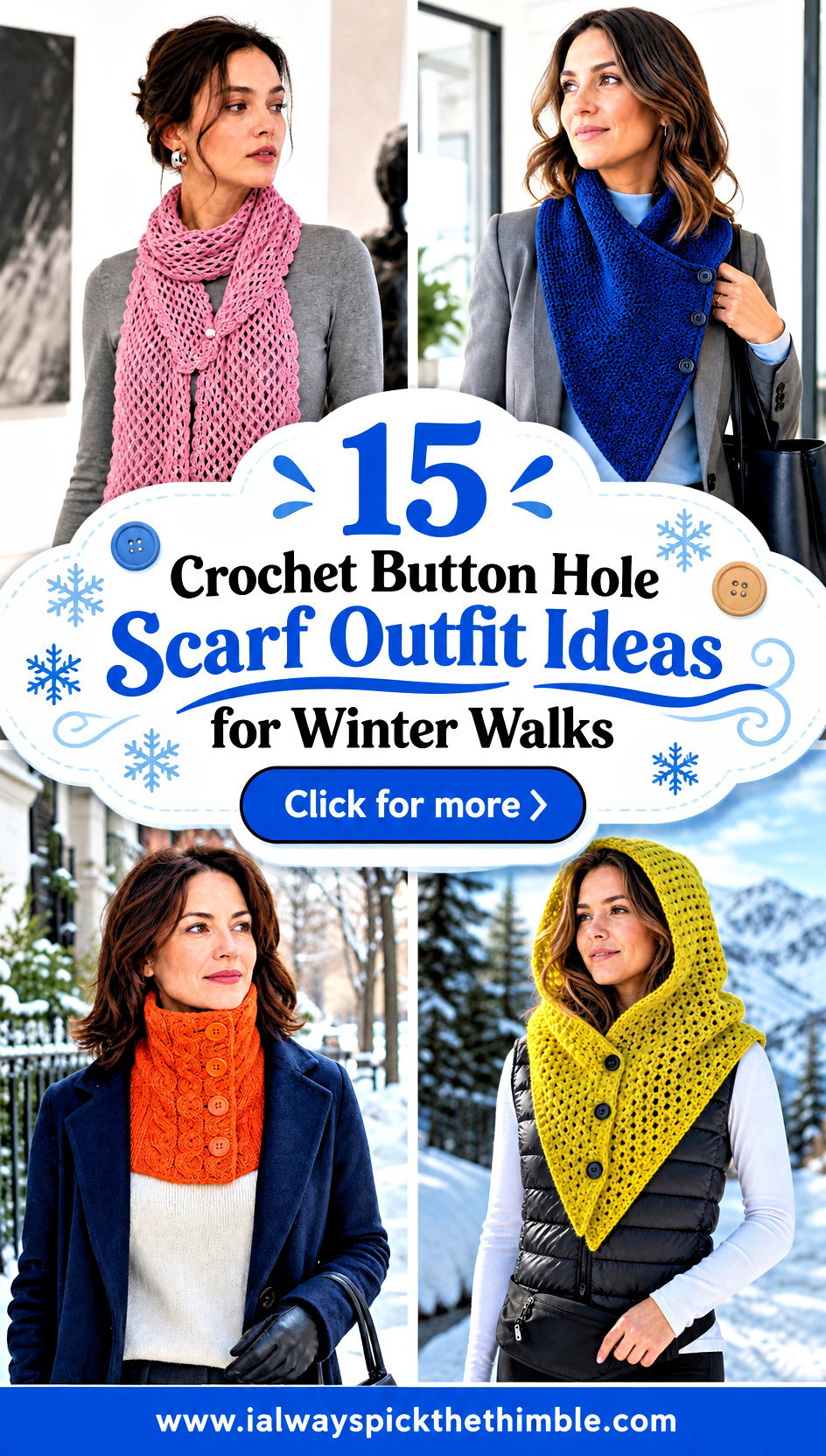 15 Crochet Button Hole Scarf Outfit Ideas for Winter Walks - 15 Crochet Button Hole Scarf Outfit Ideas for Winter Walks