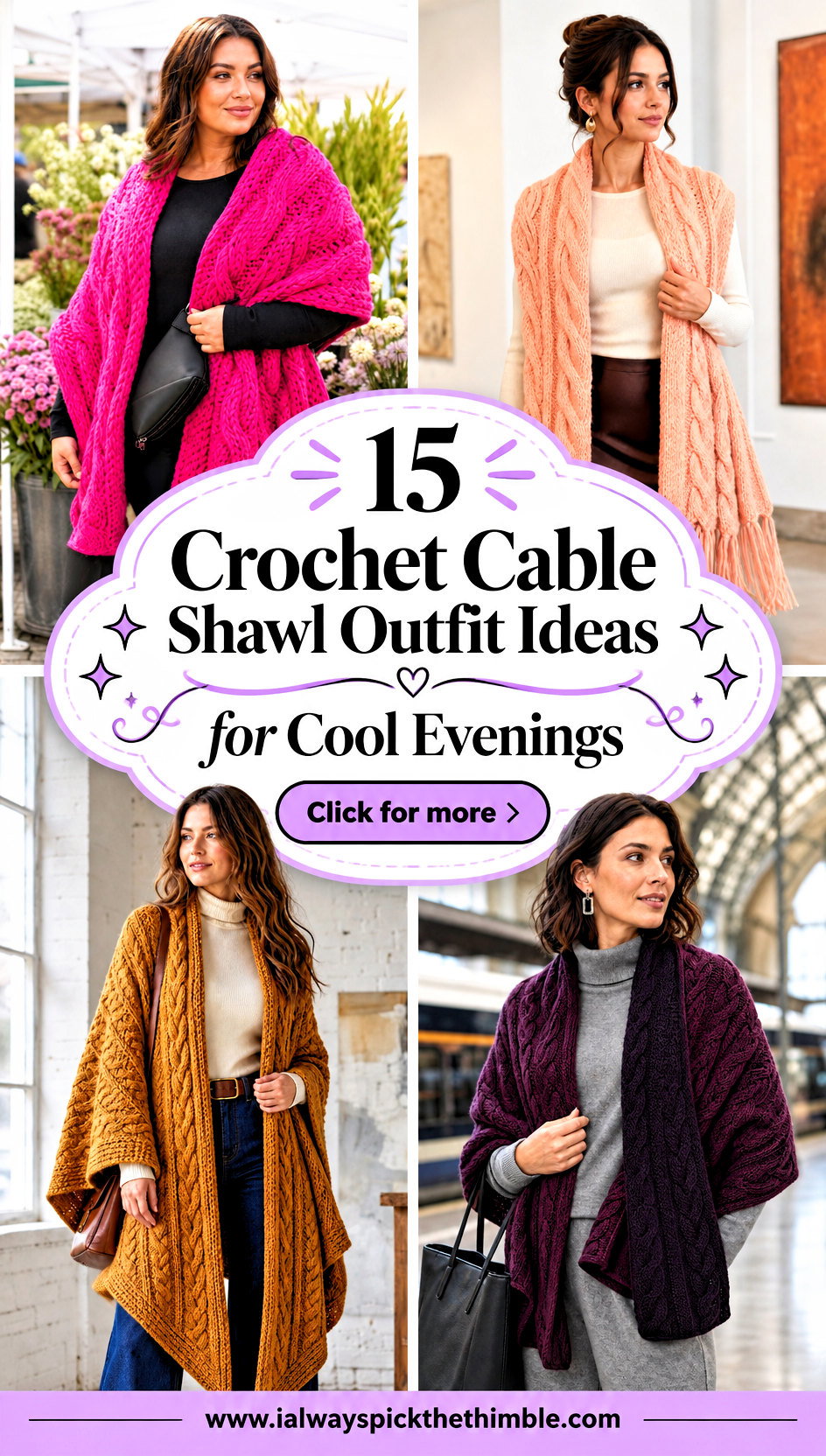15 Crochet Cable Shawl Outfit Ideas for Cool Evenings - 15 Crochet Cable Shawl Outfit Ideas for Cool Evenings