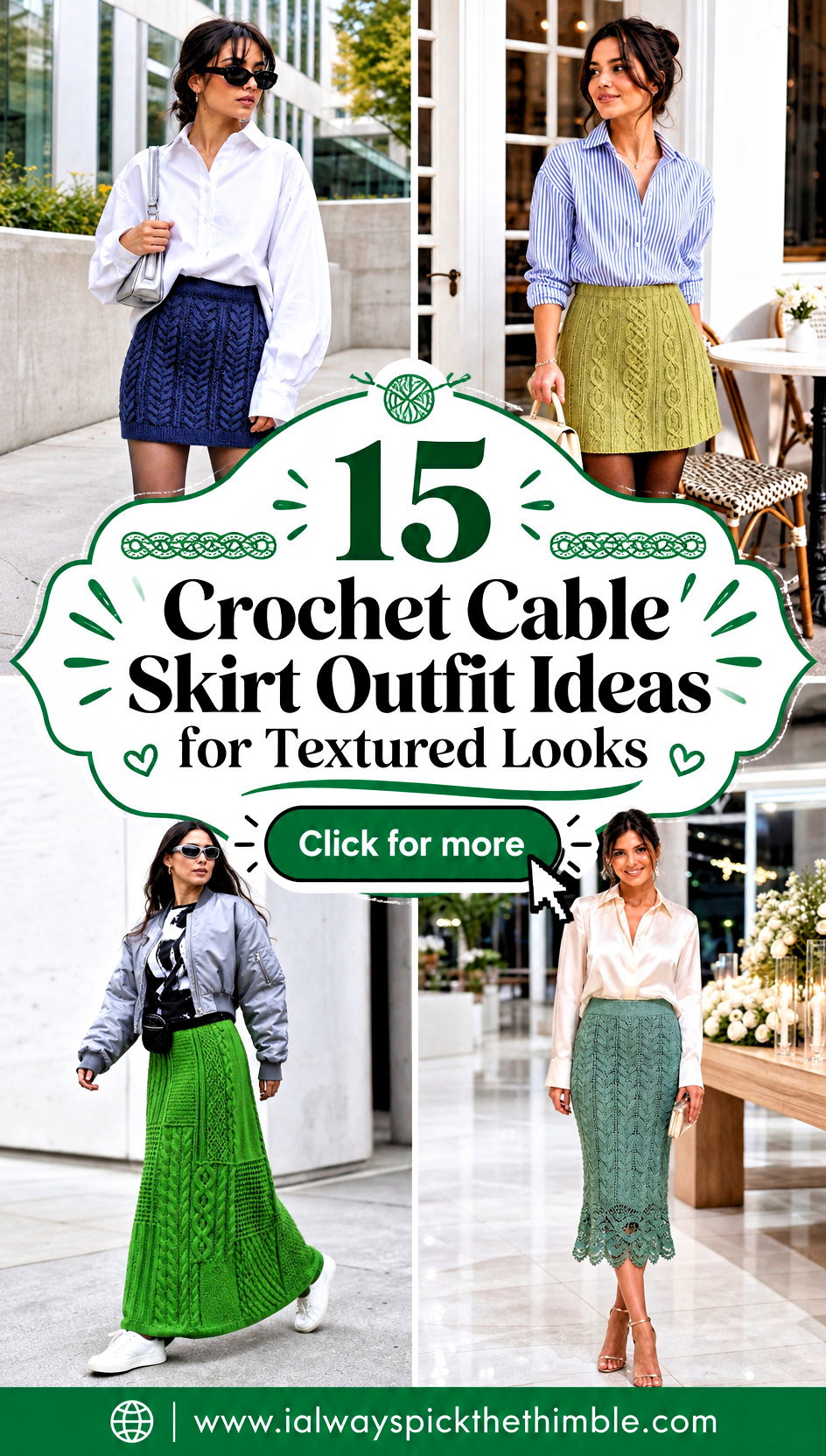 15 Crochet Cable Skirt Outfit Ideas for Textured Looks - 15 Crochet Cable Skirt Outfit Ideas for Textured Looks