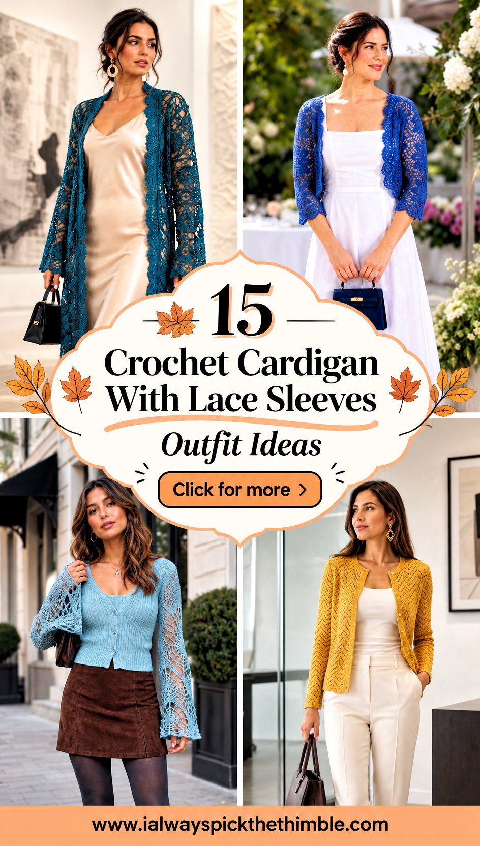 15 Crochet Cardigan With Lace Sleeves Outfit Ideas for Fall - 15 Crochet Cardigan With Lace Sleeves Outfit Ideas for Fall