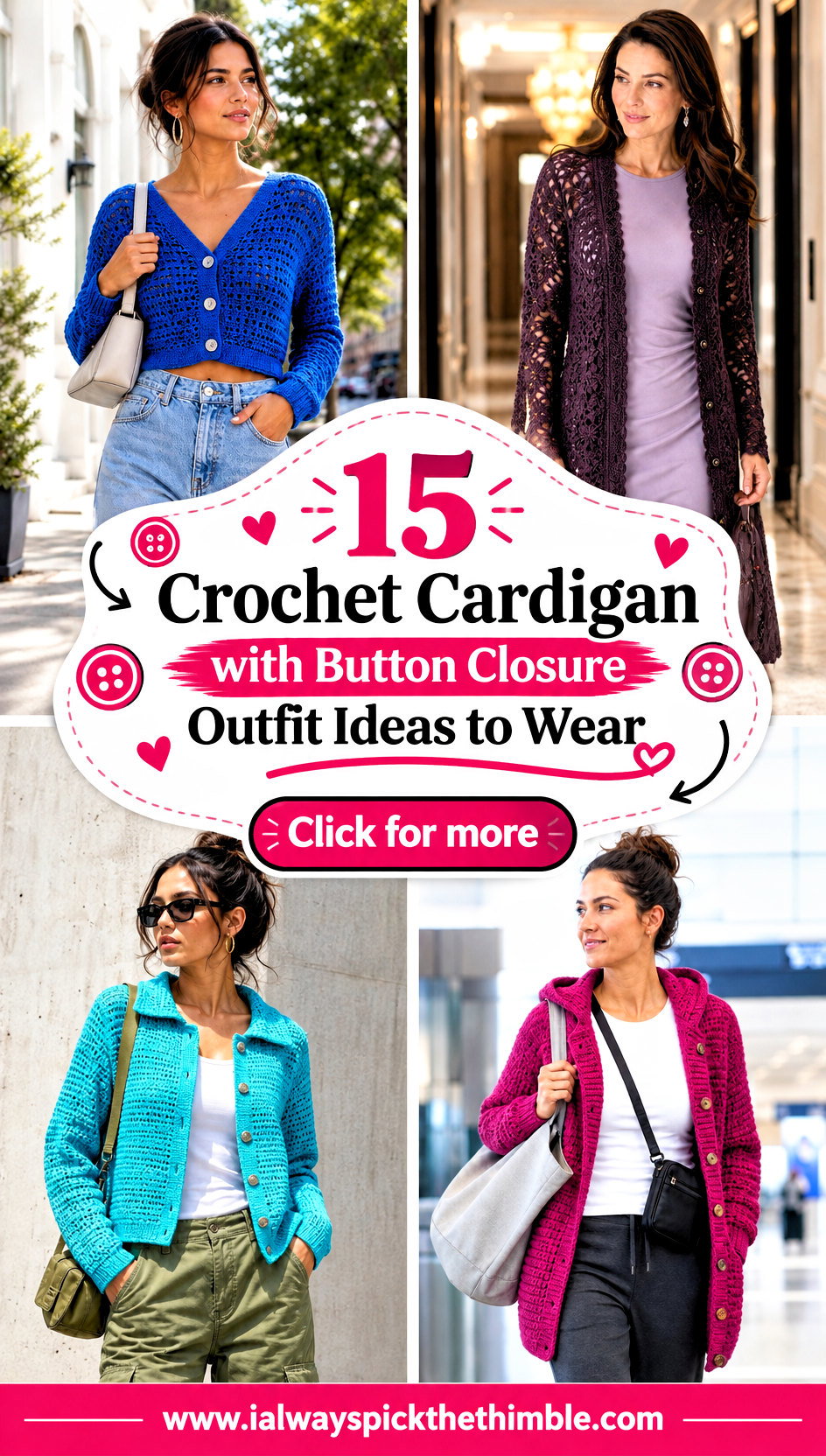 15 Crochet Cardigan with Button Closure Outfit Ideas to Wear - 15 Crochet Cardigan with Button Closure Outfit Ideas to Wear