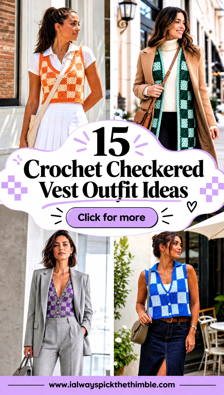 15 Crochet Checkered Vest Outfit Ideas for Easy Layering - 15 Crochet Checkered Vest Outfit Ideas for Easy Layering