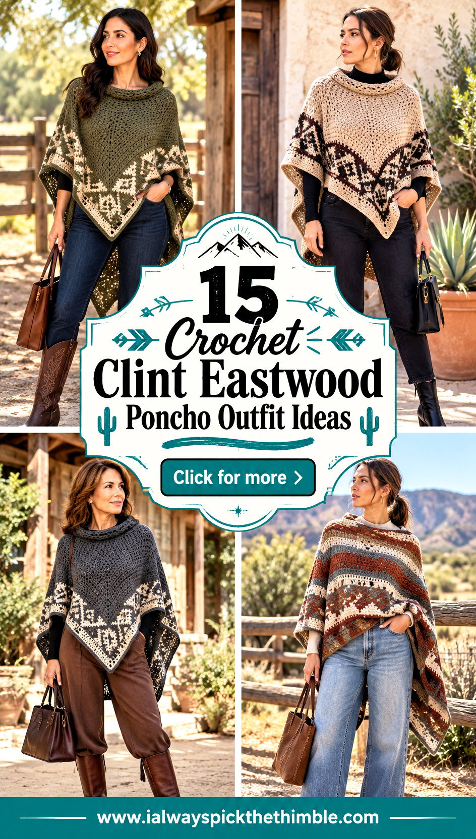 15 Crochet Clint Eastwood Poncho Outfit Ideas With Boots - 15 Crochet Clint Eastwood Poncho Outfit Ideas With Boots