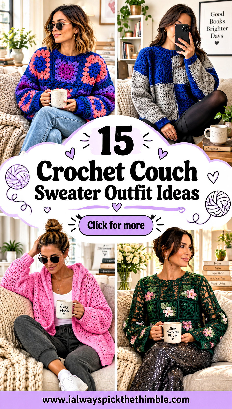 15 Crochet Couch Sweater Outfit Ideas for Relaxed Days - 15 Crochet Couch Sweater Outfit Ideas for Relaxed Days