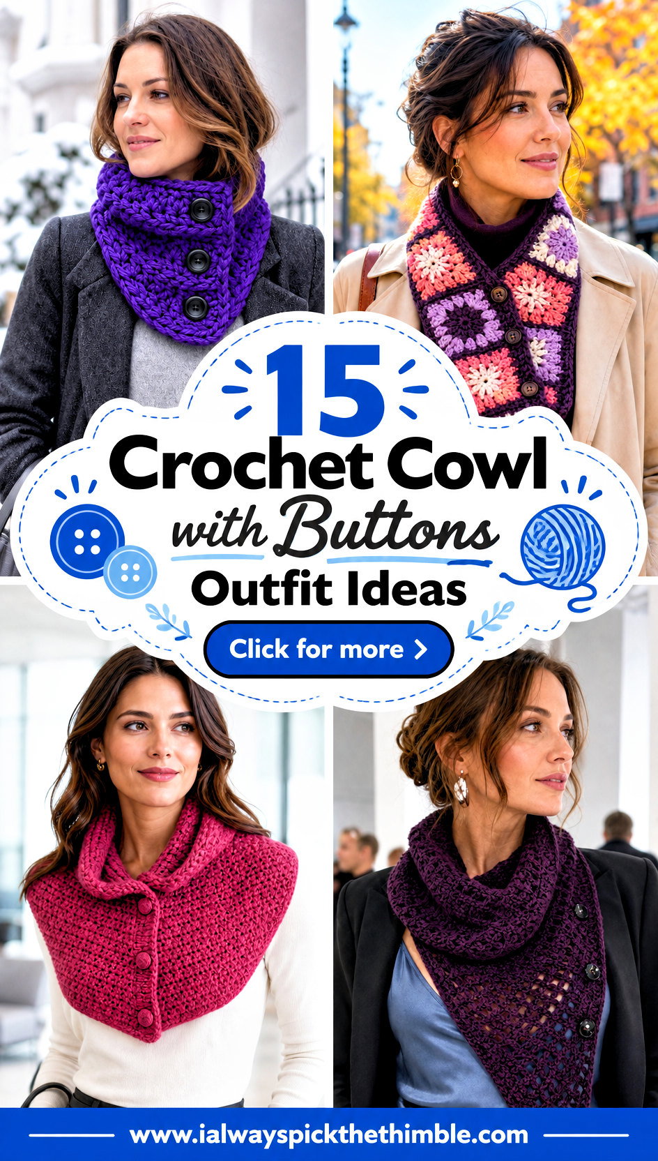 15 Crochet Cowl with Buttons Outfit Ideas for Cold Days - 15 Crochet Cowl with Buttons Outfit Ideas for Cold Days