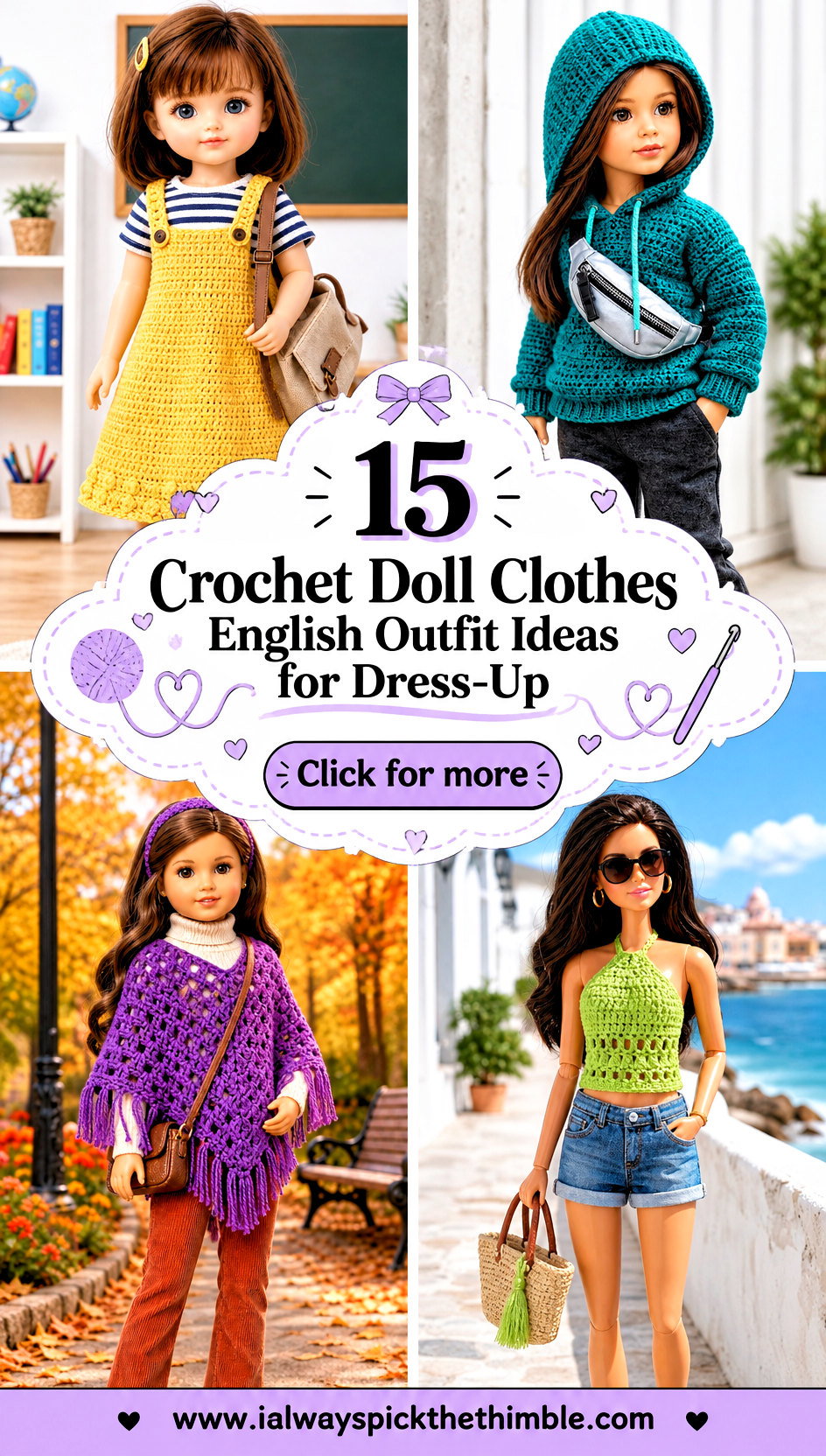 15 Crochet Doll Clothes English Outfit Ideas for Dress-Up - 15 Crochet Doll Clothes English Outfit Ideas for Dress-Up