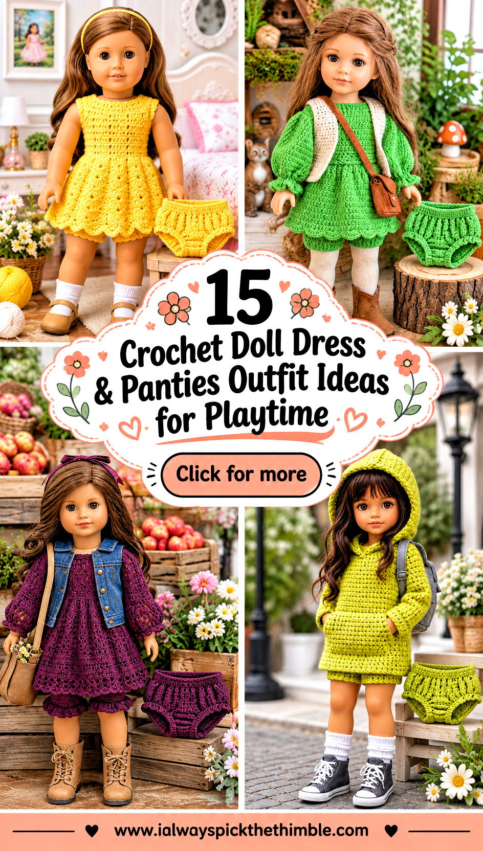 15 Crochet Doll Dress and Panties Outfit Ideas for Playtime - 15 Crochet Doll Dress & Panties Outfit Ideas for Playtime