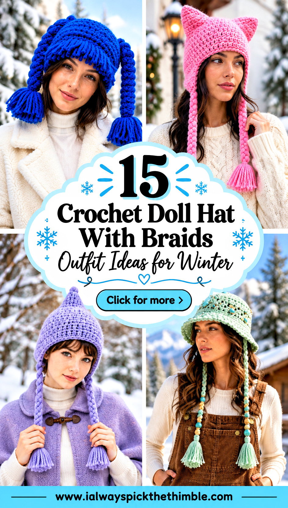 15 Crochet Doll Hat With Braids Outfit Ideas for Winter - 15 Crochet Doll Hat With Braids Outfit Ideas for Winter