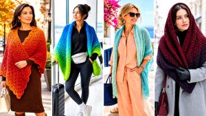 15 Crochet Fade Shawl Outfit Ideas for Colorful Layers