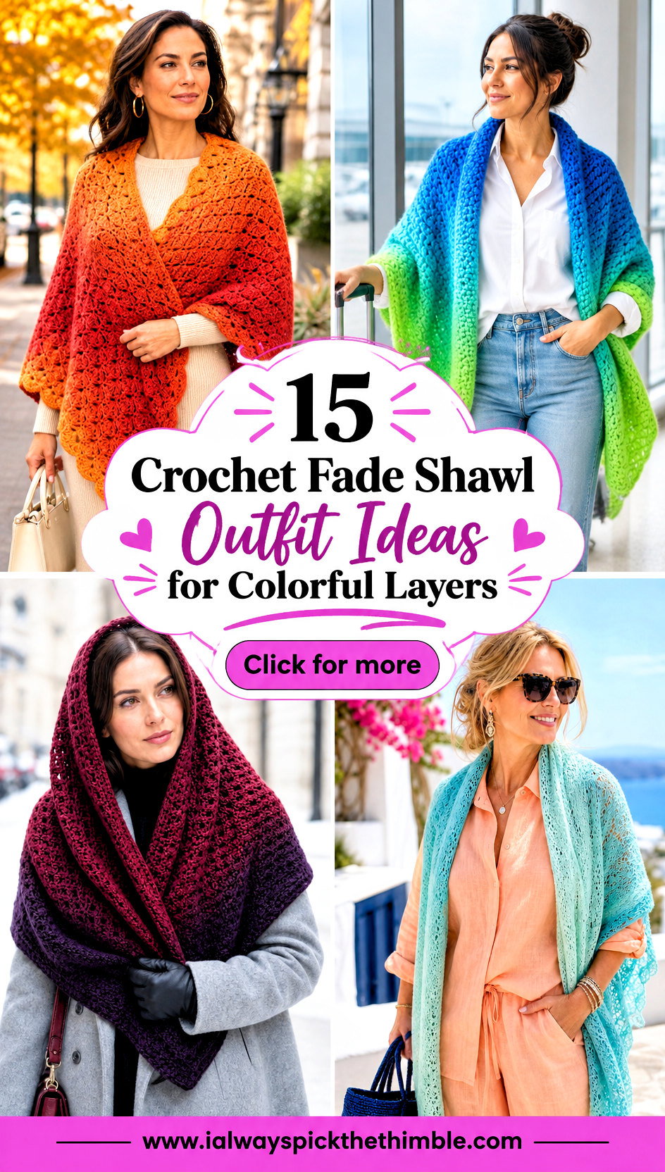 15 Crochet Fade Shawl Outfit Ideas for Colorful Layers - 15 Crochet Fade Shawl Outfit Ideas for Colorful Layers