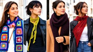 15 Crochet Fancy Scarf Outfit Ideas for Dressy Evenings