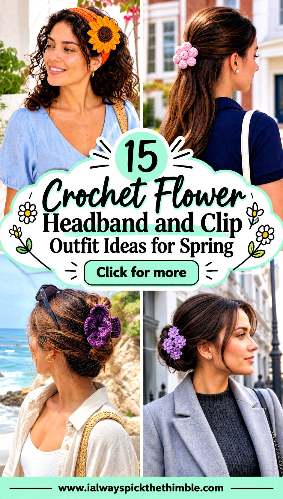 15 Crochet Flower Headband and Clip Outfit Ideas for Spring - 15 Crochet Flower Headband and Clip Outfit Ideas for Spring