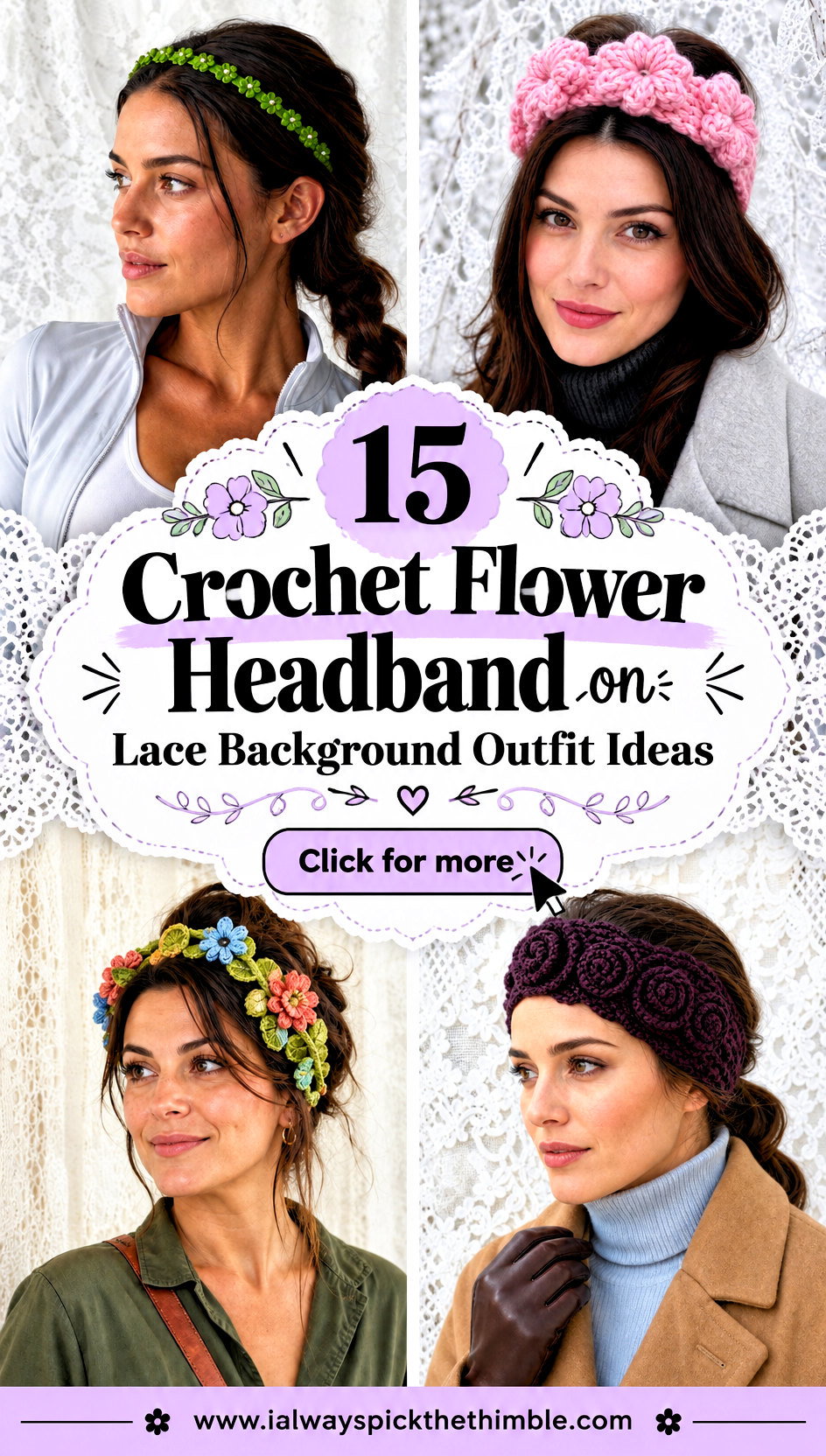 15 Crochet Flower Headband on Lace Background Outfit Ideas - 15 Crochet Flower Headband on Lace Background Outfit Ideas