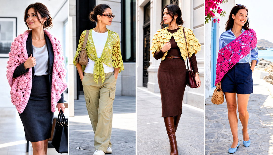 15 Crochet Flower Shawl Outfit Ideas for Layered Looks