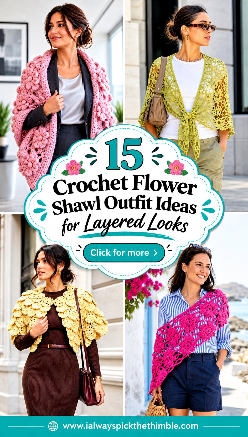 15 Crochet Flower Shawl Outfit Ideas for Layered Looks - 15 Crochet Flower Shawl Outfit Ideas for Layered Looks