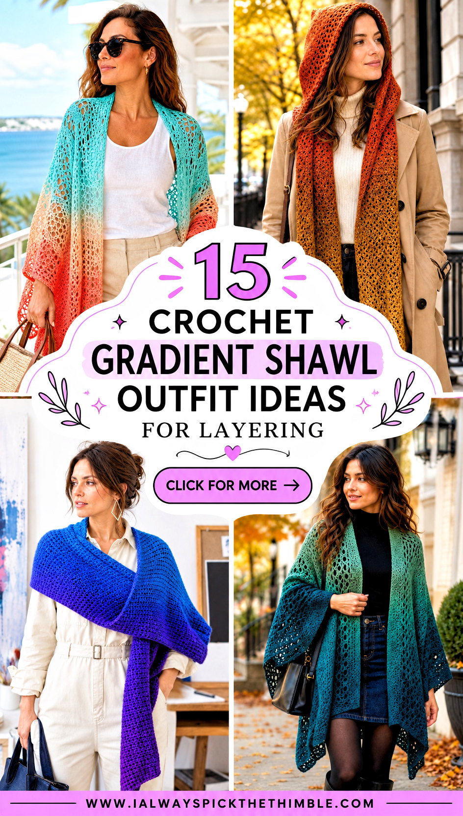 15 Crochet Gradient Shawl Outfit Ideas for Layering - 15 Crochet Gradient Shawl Outfit Ideas for Layering