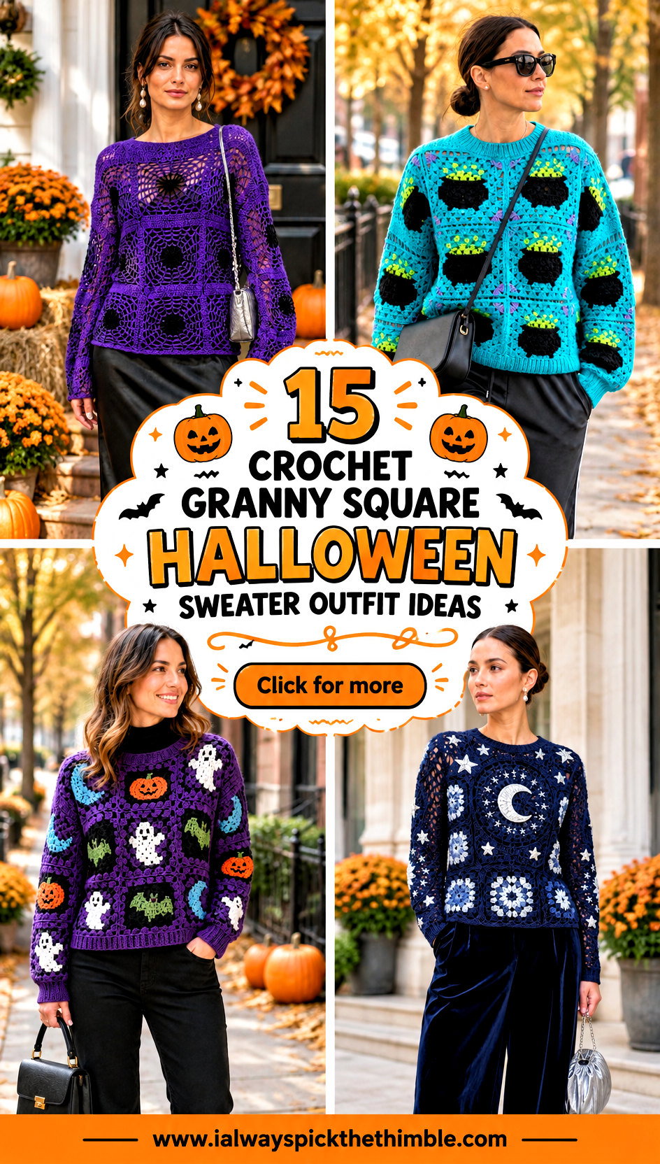 15 Crochet Granny Square Halloween Sweater Outfit Ideas - 15 Crochet Granny Square Halloween Sweater Outfit Ideas